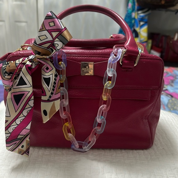 kate spade Handbags - Kate Spade cherry fuchsia, medium handbag with hardware